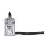 Prewired with 2m long cable metal limit switch, K series, top roller push plunger. Contacts 1NO+1NC snap action. Roller operation perpendicular to switch body