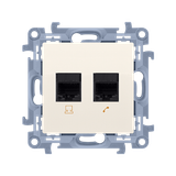 IT socket RJ45 category 6 + telephone socket RJ11, cream white/electro white