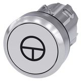 Pushbutton, 22 mm, round, metal, shiny, white, with symbol: jogging mode, 3SU1050-0AB60-0AB0-Z X90