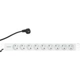 19" PDU, 9xUTE, Profile ALU 1U, 2m-cable, RAL7035