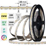 LED strip SMD2835 EWW 240LED/m 14,4W/m DC 24V 1040lm/m CRI97 IP20 10mm 50m