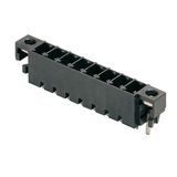 PCB plug-in connector, male header, Solder flange, THT/THR solder connection, 3.81 mm, Number of poles: 8, 180°, Solder pin length (l): 1.5 mm, tinned, black, Tape