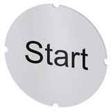 Inscription plate for illuminated pushbutton, round, milky, labeling: Start