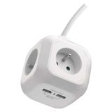 Extension power adaptor cube 1.9 m / 4 sockets / white / PVC / with USB / 1 mm2