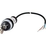 C22-WRS3-MS1-K11-P65 Key-operated actuator, RMQ compact solution, maintained, 1 NC, 1 N/O, Cable (black) with non-terminated end, 4 pole, 3.5 m, 3 positions, MS1, Bezel: t