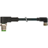 M12 male 90° / M8 female 90° A-cod. PUR 4x0.25 bk 0.7m