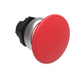 Mushroom head pushbutton actuator Ø22mm Platinum series chromed plastic, spring return, Ø40mm. Red