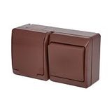 GALATEA AC switch no. 6 + socket 2P+PE on plaster IP44 brown