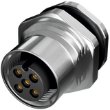 M12 male recept. 0° L-cod. rear 4-pol., PCB-Pin