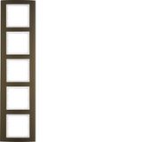 Frame 5gang, B.3, al. brown/p. white matt, al. anodised