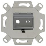 Mounting adapter, 2-fold, mouse gray (similar to RAL 7005), for high-end speaker sockets, for TAE covers