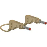 Measuring lead with (4 mm plug, spring-loaded, straight) to (4 mm plug, spring-loaded, straight), 500 mm, brown, silicone, 2.5 mm², CAT II, 66.9408-05027