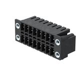 PCB plug-in connector, male header, Flange, THT solder connection, 3.81 mm, Number of poles: 18, 90°, Solder pin length (l): 3.2 mm, tinned, black, Box