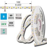 LED strip SMD5050 B, 60LED/m, 14,4W/m, DC 24V, 450lm/m, IP20, 10mm, 50m