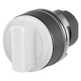 Knob selector switch,illuminated, white, 3-position, Cam O, spring return to Centre