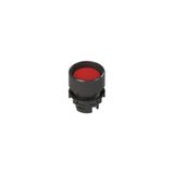 Spring-return red booted pushbutton