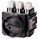P5-125/EA/SVB-SW/HI10 Main switch, P5, 125 A, flush mounting, 3 pole, 1 N/O, STOP function, With black rotary handle and locking ring, Lockable in the 0 (Off) position