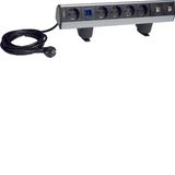 connection unit Alu nat.anodized, 1+4 Schuko-socket-outlets,1switch, 2