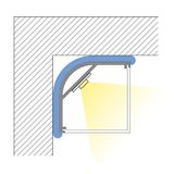Corner aluminum profile RH, 30x30 mm, matt diffuser, complete, 2 m