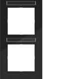 Cover frame double vertical, text field, A.1 night black glossy