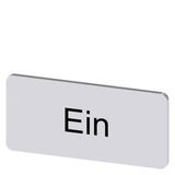 Labeling plate 12.5 x 27 mm, silver-colored label, labeling: Ein