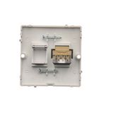 IT/telephone Keystone, diagonal socket cover with descriptive field, (module), cream white/electro white