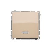 Single switch with backlight, LED not replaceable Color: blue, (module), 10AX, quick connection, beige