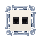 Double IT socket RJ45 category 6, cream white/electro white
