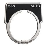 Harmony 9001K, Harmony 9001SK, legend, 30mm, aluminium, black with silver letters, 40x43mm, marking MAN-AUTO