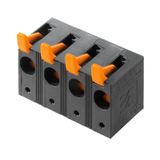 Printed circuit board terminals, 15.00 mm, Number of poles: 5, 90°, Solder pin length (l): 5 mm, black, PUSH IN with actuator, Clamping range, max. : 16 mm², Box