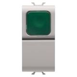 PUSH-BUTTON 1P 250V ac - NO 16A -  GREEN DIFFUSER - 1 MODULE - NATURAL SATIN BEIGE - CHORUSMART