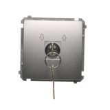 Roller blind momentary switch with key, Silver matt, metalic, 5A