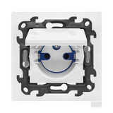 IP44 DATA single socket outlet with access element, Push In system, (module), Simon 24, IP44, 16A, antibacterial white, Flap color: Same as a cover