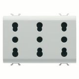 ITALIAN STANDARD TRIPLE SOCKET-OUTLET 250V ac - 3X2P+E 16A DUAL AMPERAGE - P11-P17 - 3 MODULES - SATIN WHITE - CHORUSMART