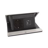 INCARA POP UP 4 MODULES STAIN STEEL 1 SKT 2P+E SCH 1 CHARG USB C 30W PD CORD 2M