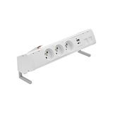 Desk socket set: 3x250V type E + USB A+C charger + 2xRJ45 plate with Keystone mounting, 10 cm cable; white