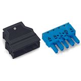 Socket;with strain relief housing;5-pole;blue