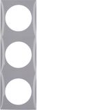 Integro Flow Frame, 3-Gang Grey Glossy