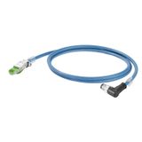 Ethernet Railway Cable (assembled), M12 D-code – IP 67 angled pin, RJ4