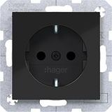 SCHUKO wall socket, Safety Plus, screw terminals, A.x/C.x, black glass