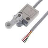 Compact enclosed limit switch, roller lever (high sensitivity), 0.1 A 30 VDC, 3m VCTF oil-resistant cable D4CN6224R