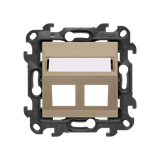 Double angled Keystone IT/telephone socket cover with descriptive field, (cover), Simon 24, IP20/IP44, champagne matt