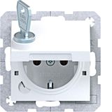 SCHUKO wall socket, single-wall + locking, plug-in, A.x/C.x light white matte