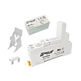 SET: PCB Relay, 2 CO, 8A, 24VDC, 5mm/Socket/Retaining clip