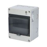 FLATBOX 5906 cabinet, 6TE, 170x135x114mm, transparent plastic door, IP65