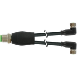 Y-Distributor M12 male/M8 fem. 90° A-cod. PUR 3x0.25 bk+rob+drag-ch 1m