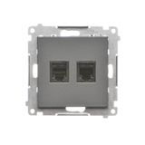 RJ12 double telephone socket, graphite mat