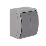 VW-2 Koala Two-Circuit Switch surface mounted IP44 gray/graphite VW 152-08