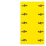 Inscription label, with warning arrow, vertical, terminal width: 12.2 mm, yellow