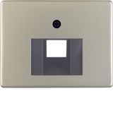 Center RJ-datacont.ds. 1-v with 45° outlet, birch Arsys, stainless steel